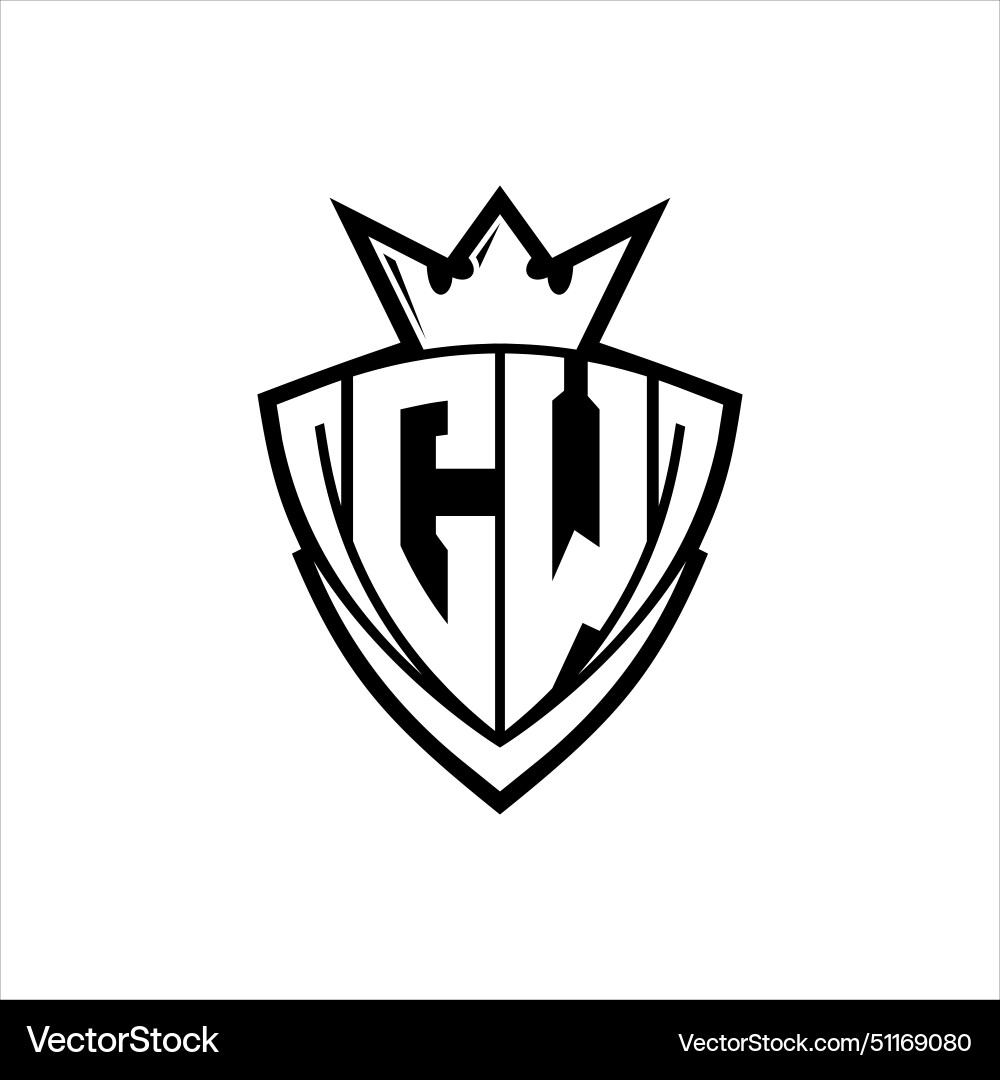 Cw letter logo with sharp triangle shield shape Cw letter logo with sharp triangle shield shape Vector Image