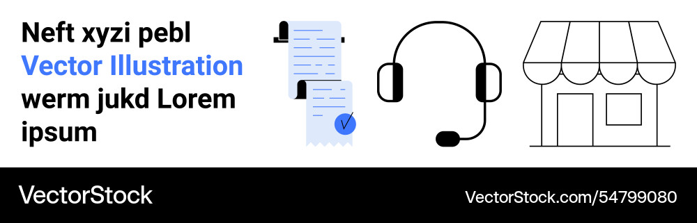 Document headset and storefront elements Document headset and storefront elements vector image