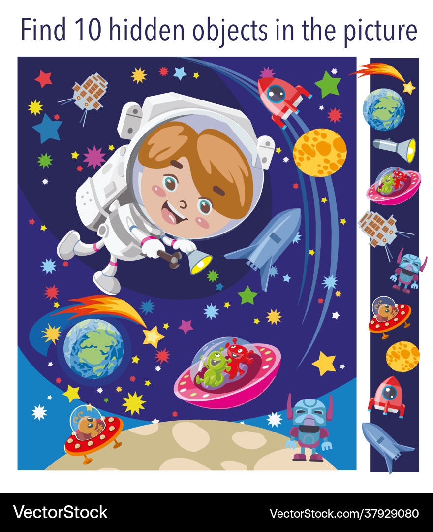 Game for children find 10 hidden objects Game for children find 10 hidden objects vector image