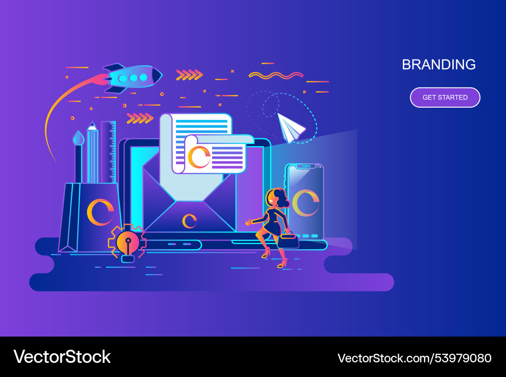 Modern gradient flat line concept web banner vector image