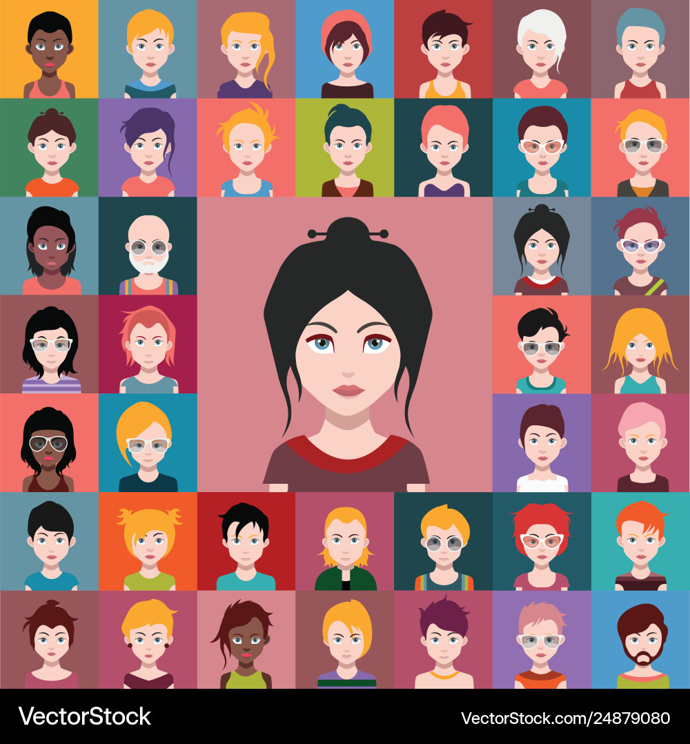 Set colorful avatars characters Vector Image