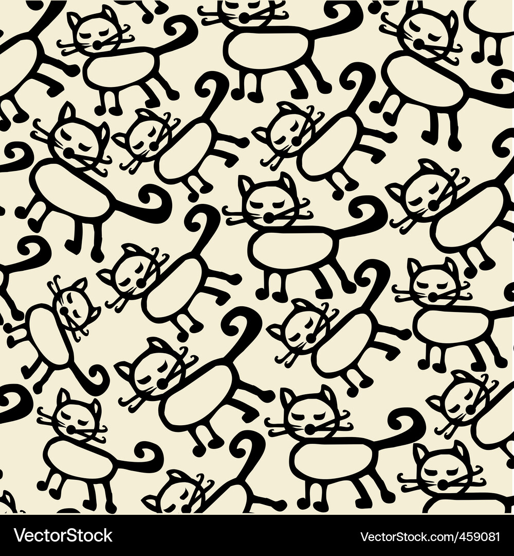 Adorable Kitten Pattern Vector Image