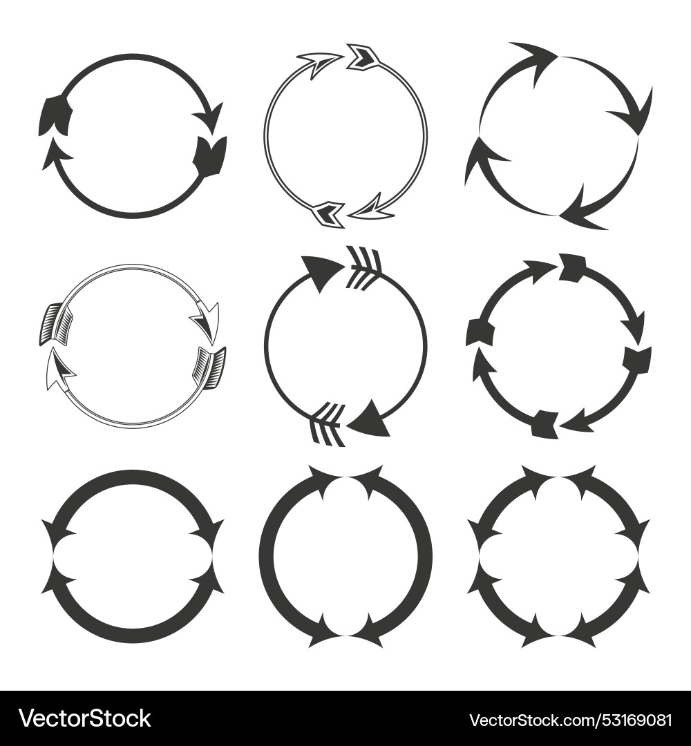 Circular arrows set process cycle icons Vector Image