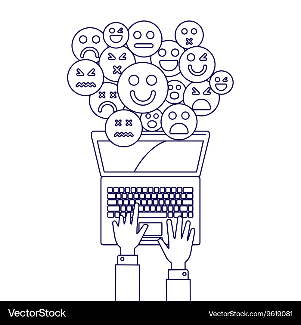 Computer network line style vector image