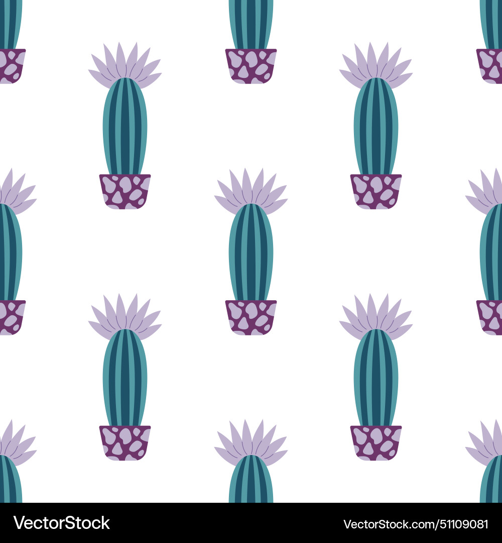 Cute cacti in boho style cactus seamless pattern Cute cacti in boho style cactus seamless pattern vector image