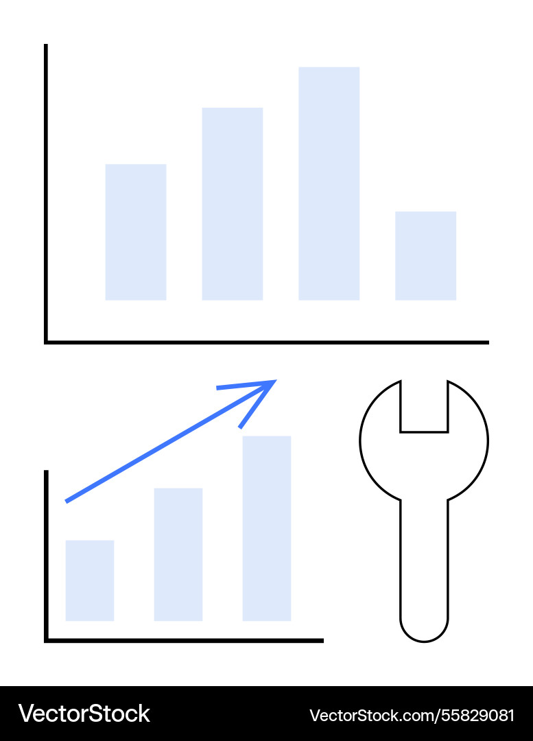 Data growth analysis with bar chart progress vector image