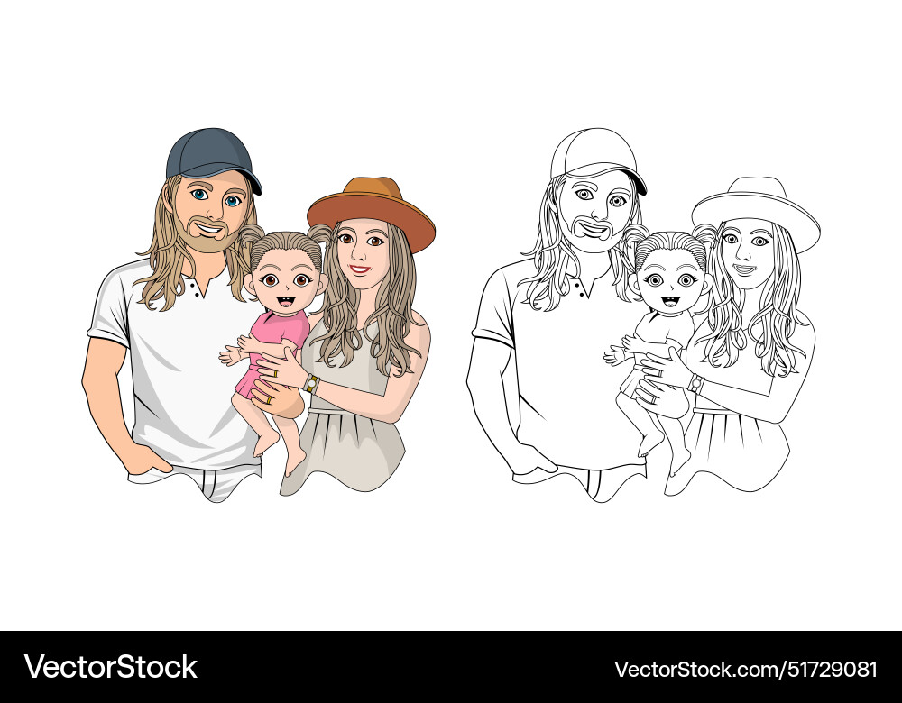 Familien Cartoon Charakter Design Familien Cartoon Charakter Design vektorbild