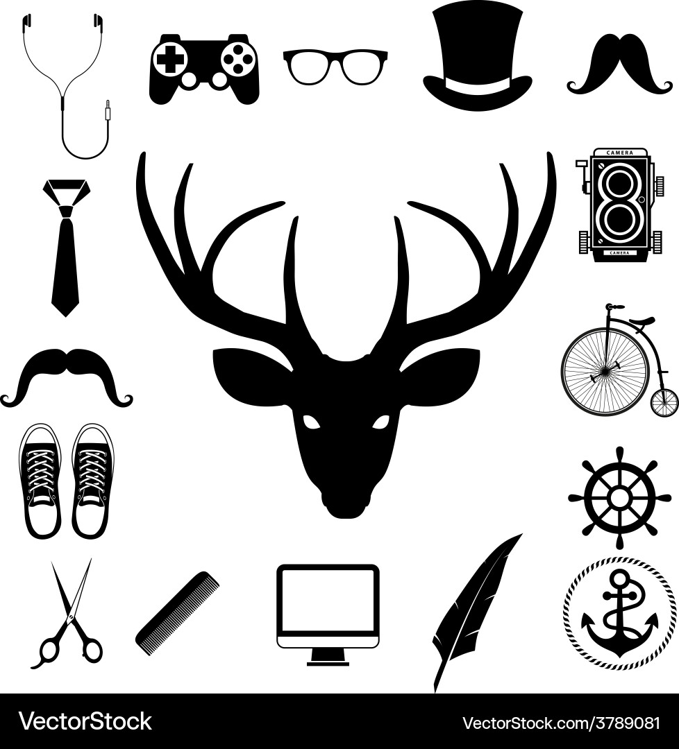 Hipster retro vintage elements icon set vector image