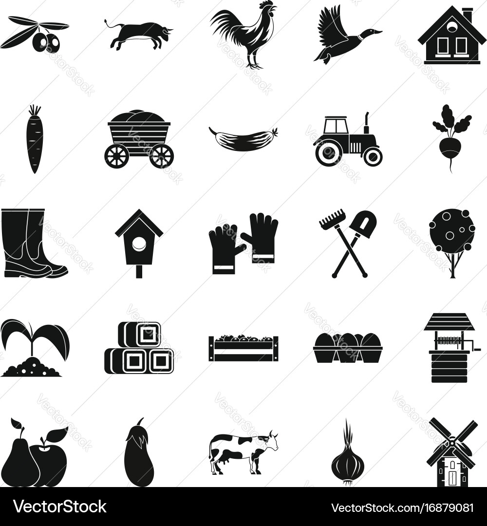 Pantry icons set simple style Vector Image