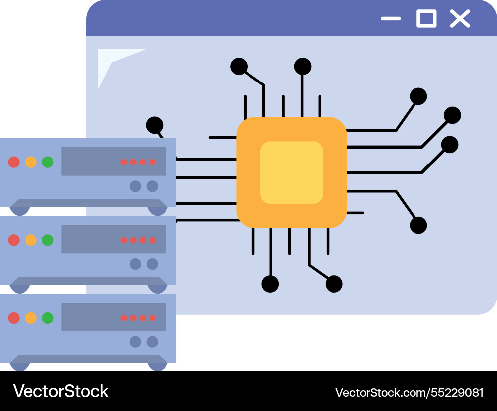 Quantum processor artificial intelligence digital Vector Image