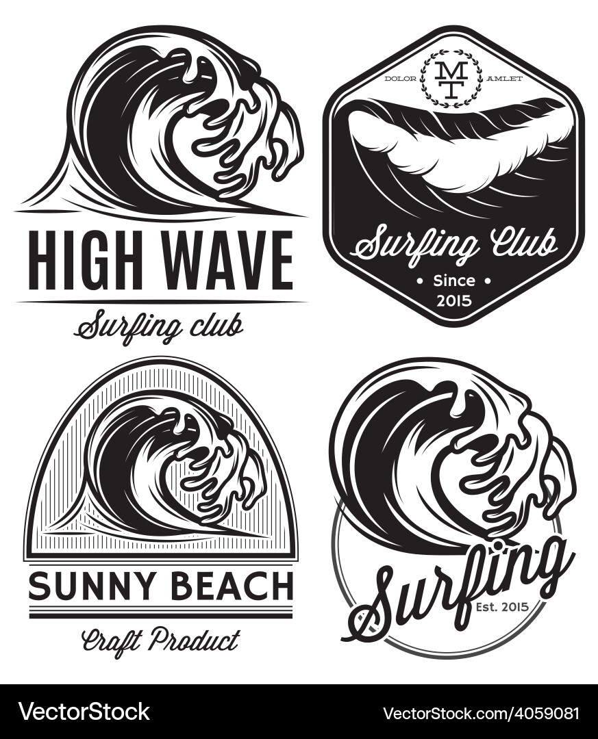 Water & Surf Pattern Collection Vector Image