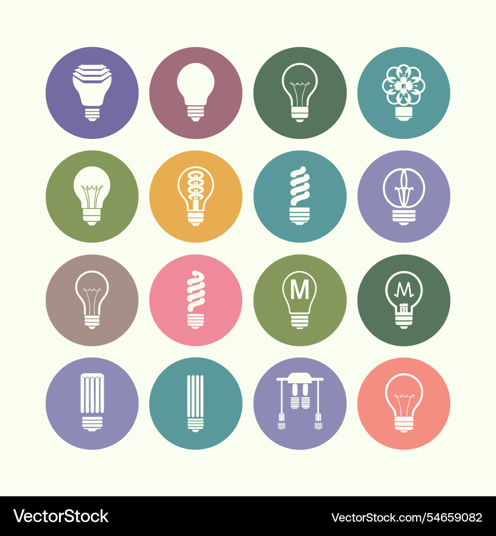 A creative collection of light bulb designs Vector Image