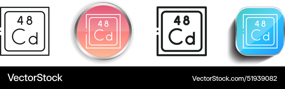 Cadmium icon thin linear regular and button style Cadmium icon thin linear regular and button style vector image