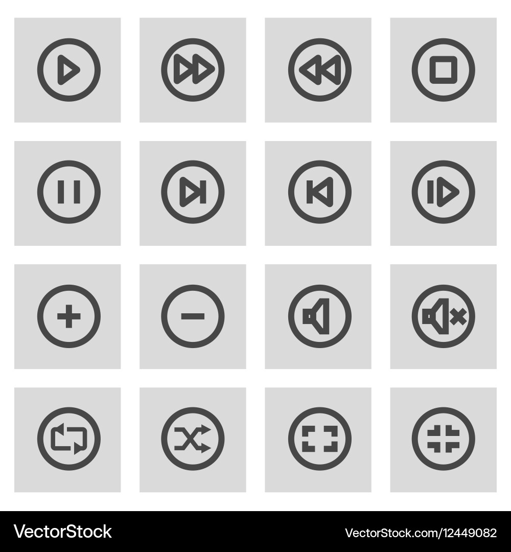 Line media buttons icons set Vector Image