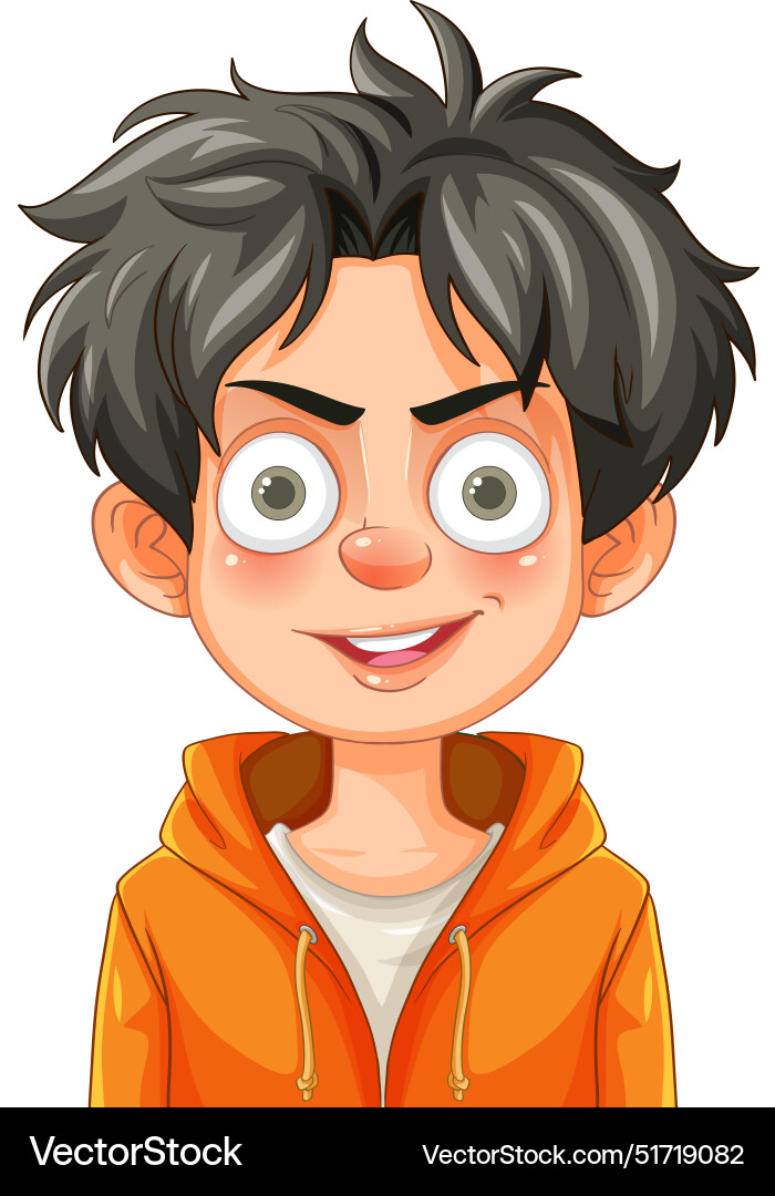 Smiling boy with big eyes and messy hair Smiling boy with big eyes and messy hair vector image