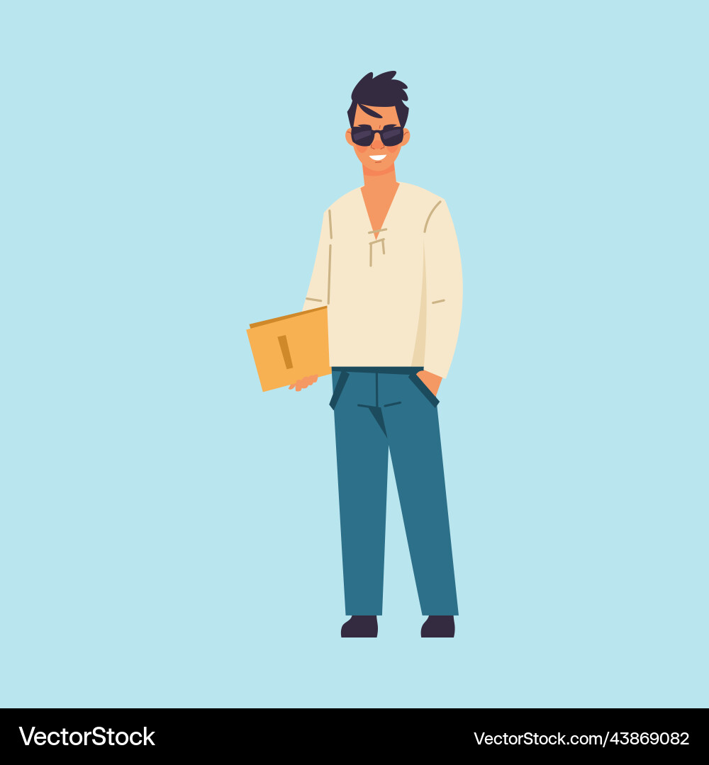 Smiling Man with Folder Vector Image