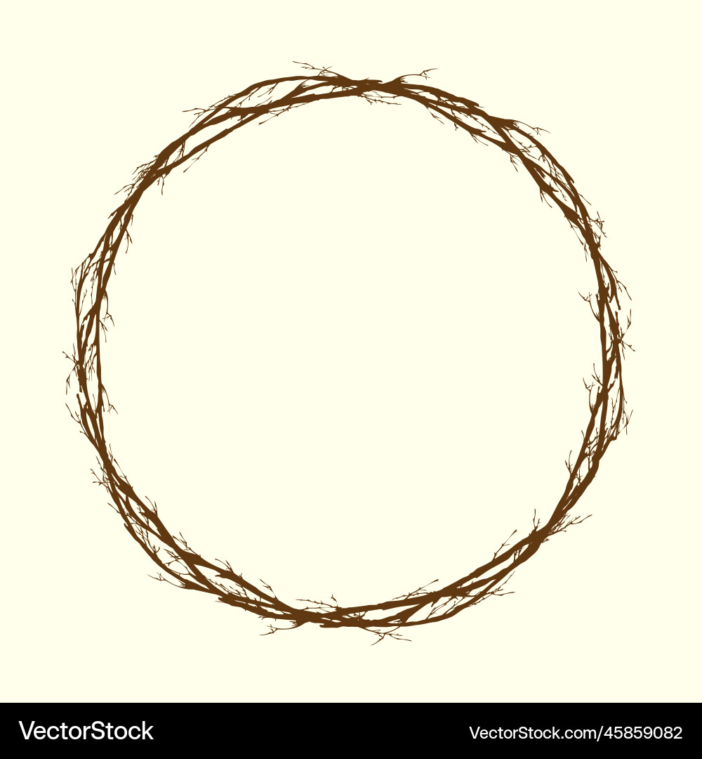 Tree branch lines circle frame Tree branch lines circle frame vector image