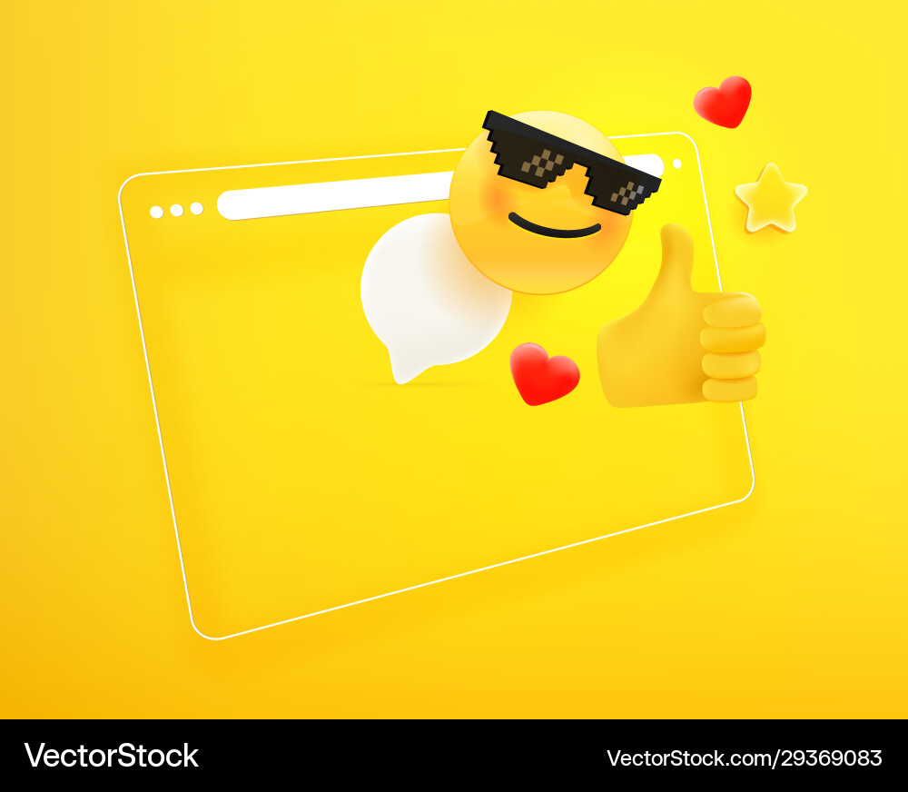 Browser window with different emoji i like vector image