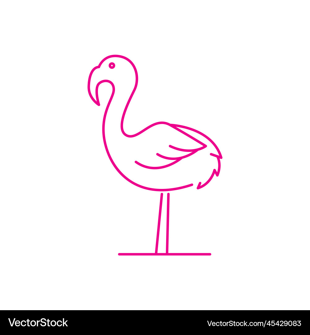 Flamingo lake line icon logo Royalty Free Vector Image