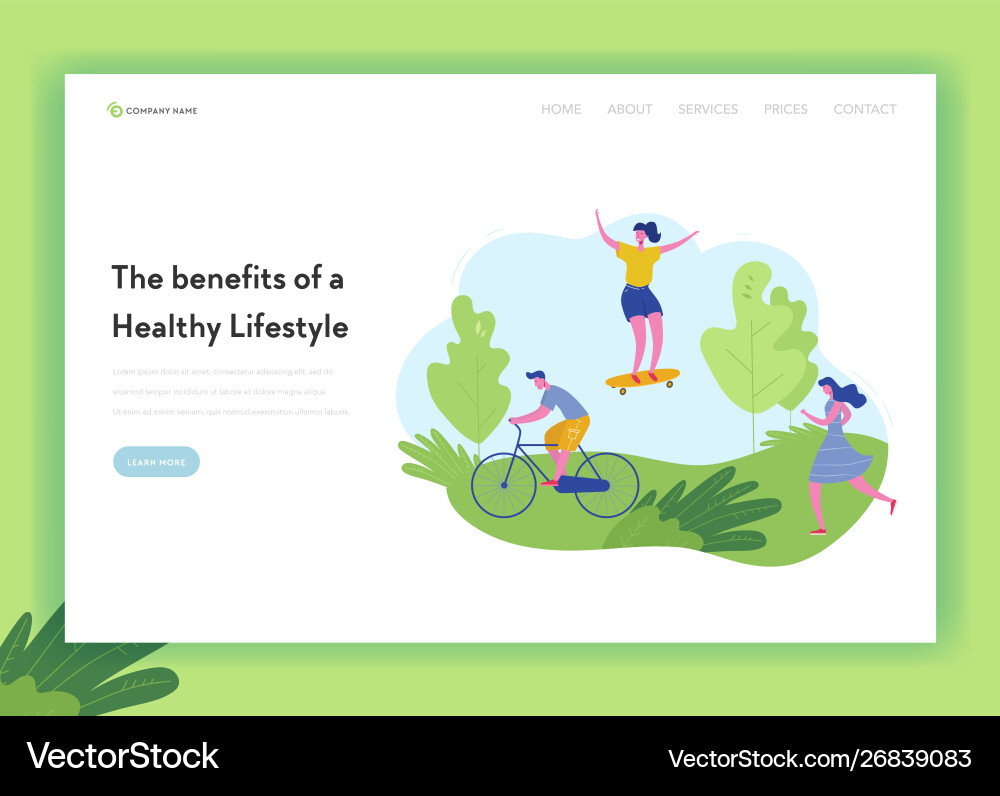 Gesunde Lifestyle Sport Menschen Landing Page Gesunde Lifestyle Sport Menschen Landing Page vektorbild