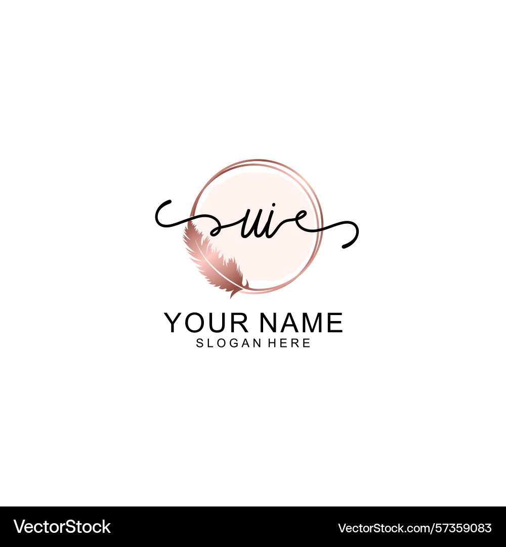 Handwritten ui initial logo with circle Vector Image