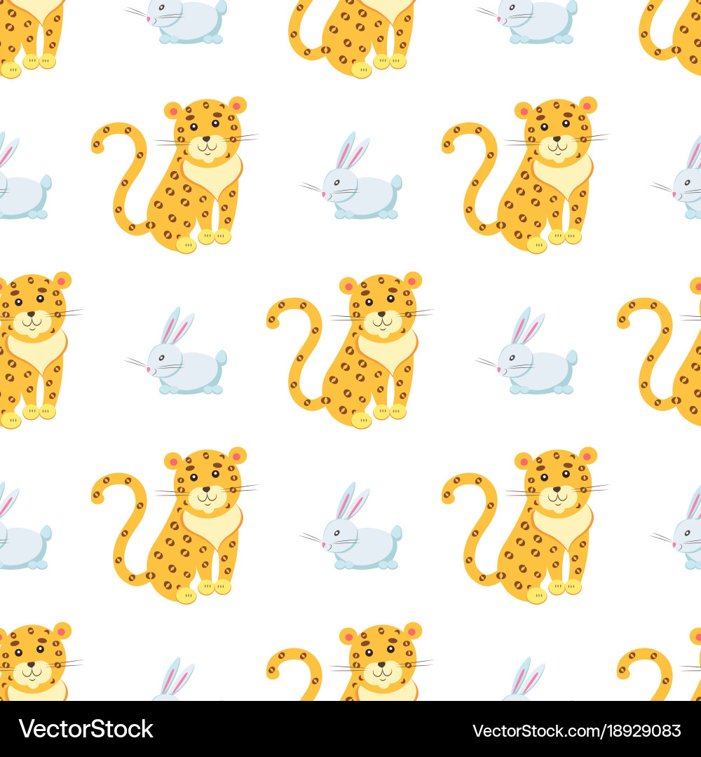 Leopard and Rabbit Seamless Pattern Vector Image