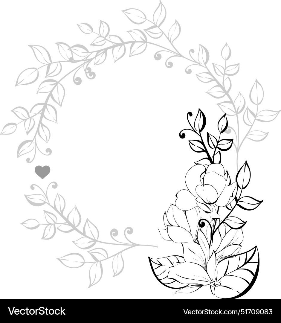 Magnolia pattern circle frame template spring Vector Image