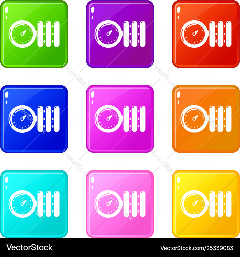 Manometer icons set 9 color collection Vector Image