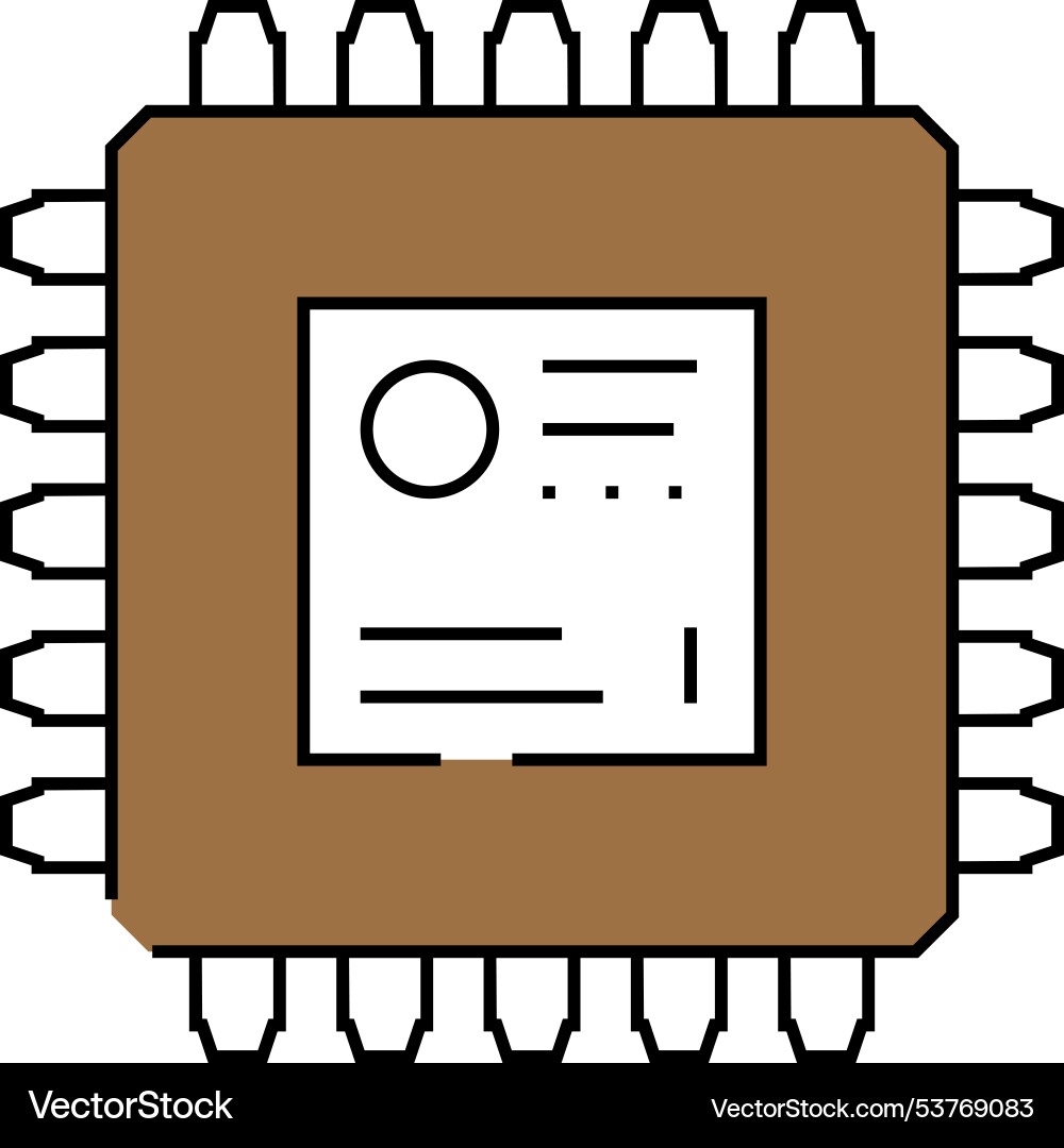 Microcontroller electronic component icon color vector image