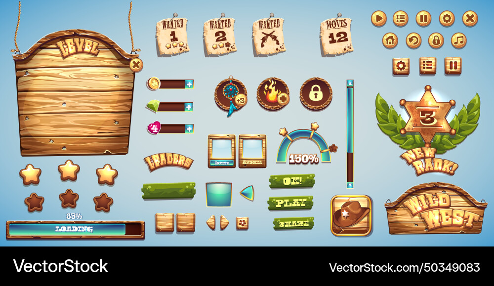 Set buttons boosters and other of computer game vector image
