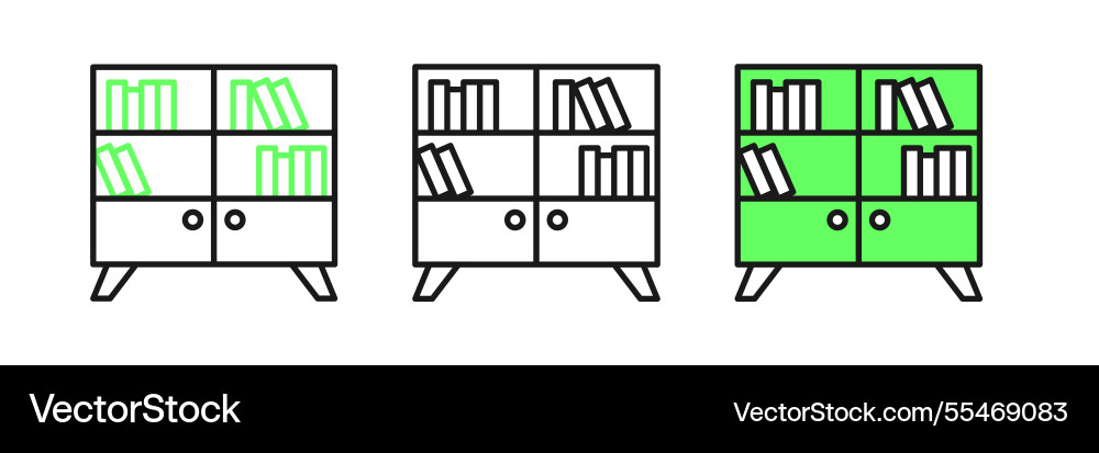 Set line library bookshelf icon isolated on white Set line library bookshelf icon isolated on white vector image