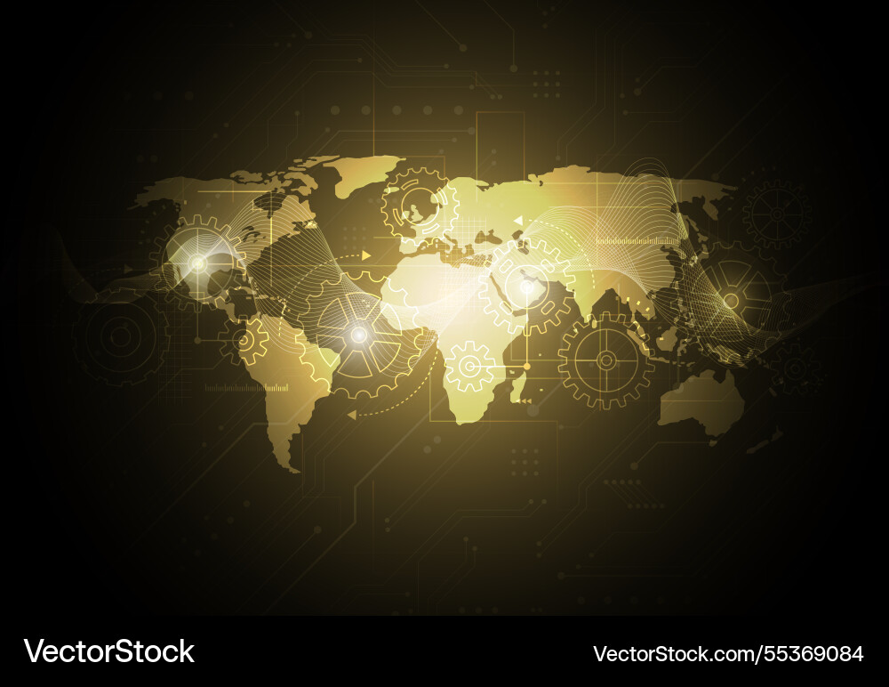 Abstract global network connection on gold Vector Image
