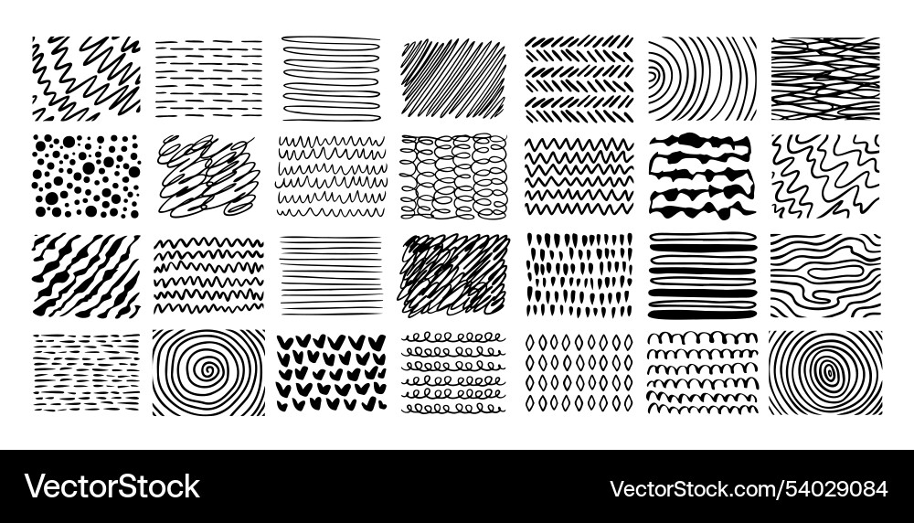Hand drawn crosshatch line drawing set different Hand drawn crosshatch line drawing set different vector image
