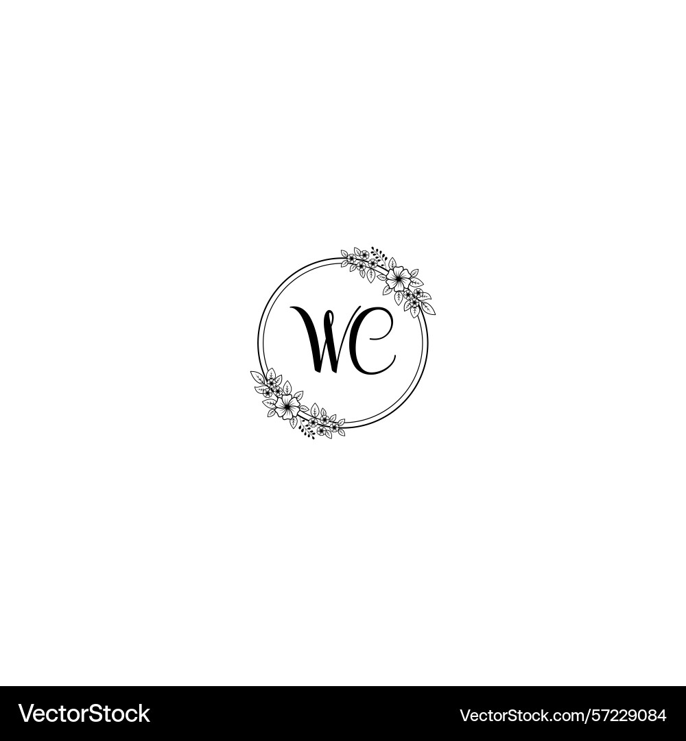 Minimalist botanical monogram wc logo design Vector Image