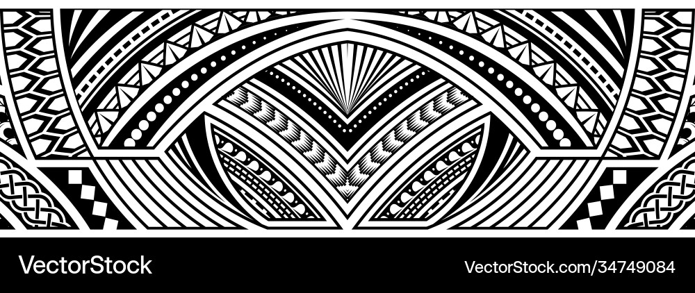 Polynesian Tribal Tattoo Border Vector Image