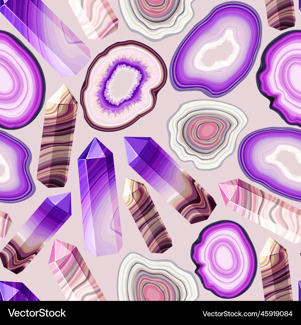 Seamless pattern with crystal and geode vector image