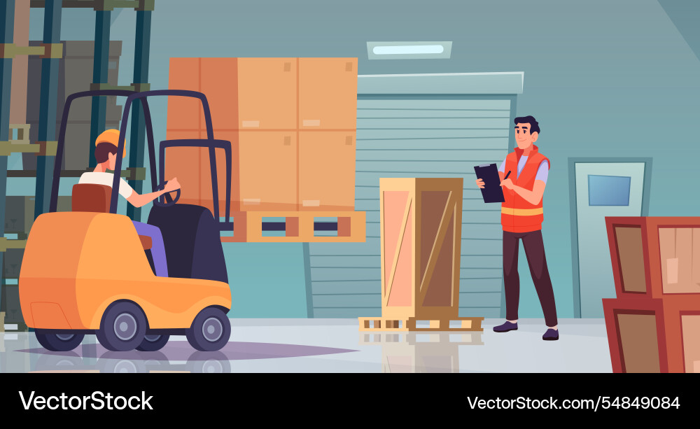 Warehouse Loading with Packages Vector Image