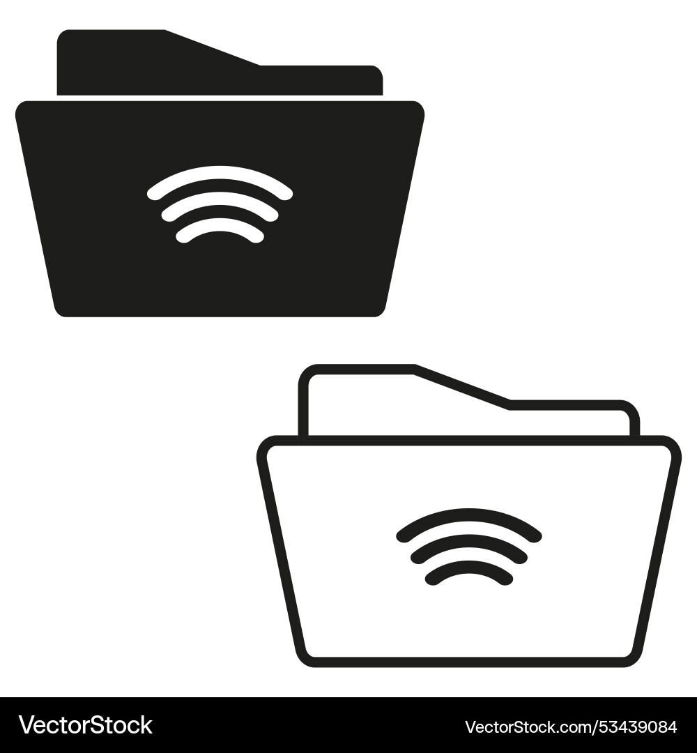 Wireless folder icons file storage symbol digital Wireless folder icons file storage symbol digital Vector Image