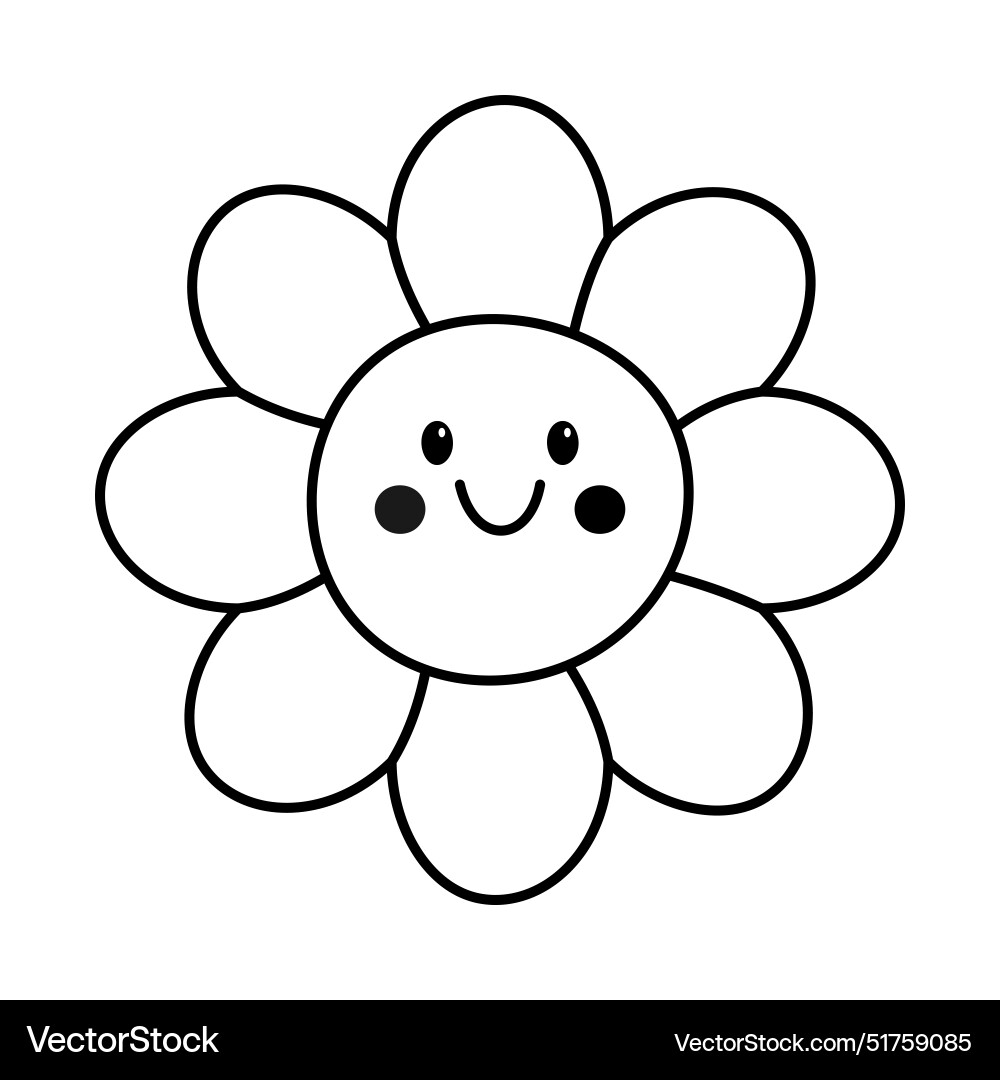 Cute daisy flower chamomile smiles in cartoon Cute daisy flower chamomile smiles in cartoon vector image