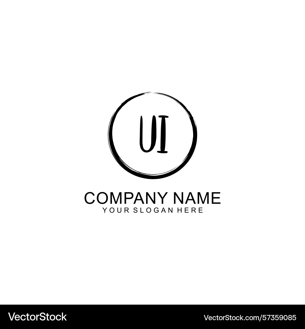 Handwritten ui initial logo with circle Handwritten ui initial logo with circle vector image