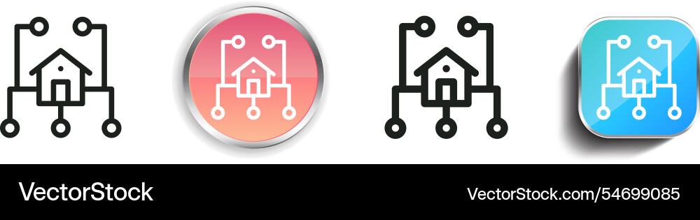 Home network icon thin linear regular and button vector image