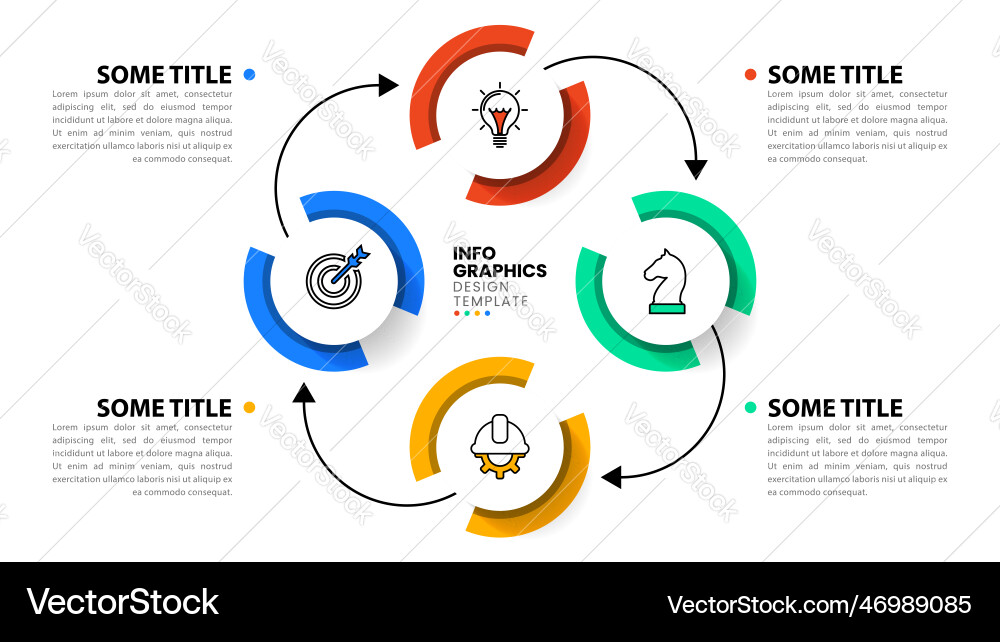 Infographic template 4 circles in a loop Infographic template 4 circles in a loop vector image