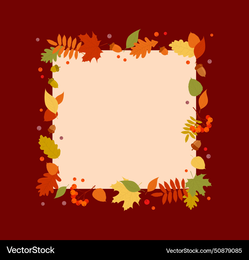 Rectangular autumn frame with colorful leaves Rectangular autumn frame with colorful leaves Vector Image