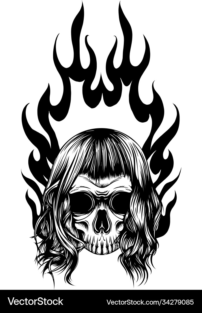 Skull falling with fire Skull falling with fire Vector Image