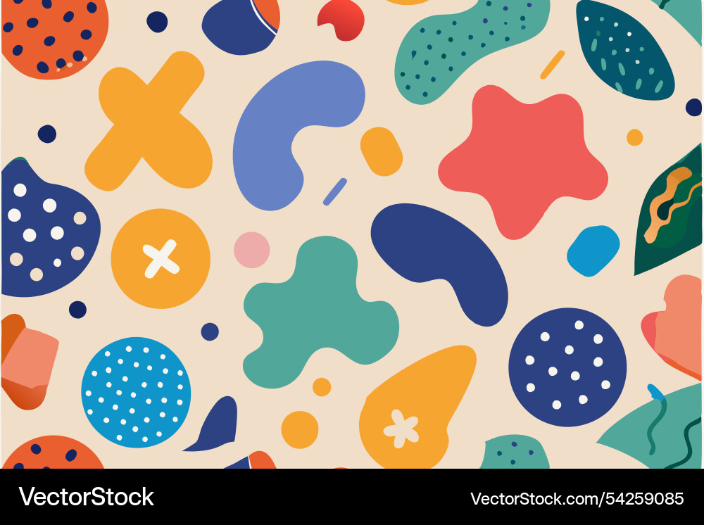 Vibrant abstract pattern featuring various shapes vector image