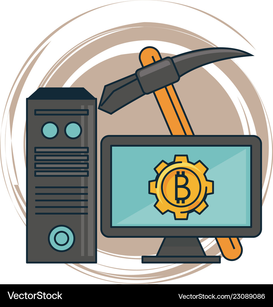 Bitcoin mining from computer and pick tool – Royalty-Free Vector |  VectorStock