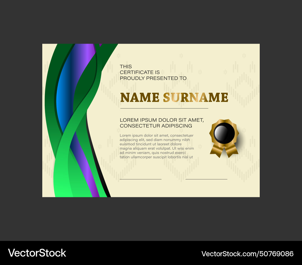 Certificate template with texture dynamic wave vector image