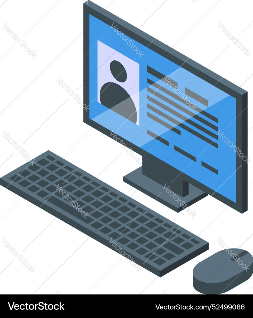 Computer showing user profile with personal data Computer showing user profile with personal data vector image