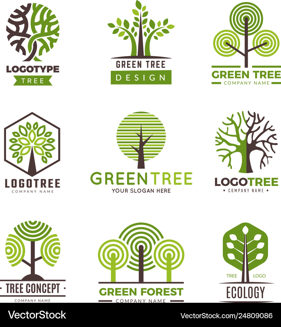 Eco Tree Logotypes - Green Symbols – Royalty-Free Vector | VectorStock, image size:931x1080