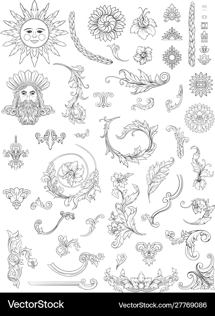 Elemente in barock rococo victorian Elemente in barock rococo victorian vektorbild